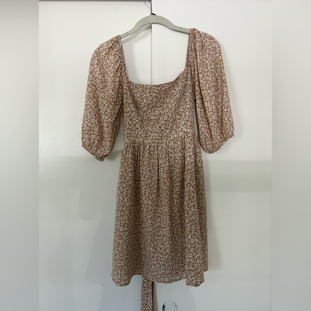 Square neck floral dress